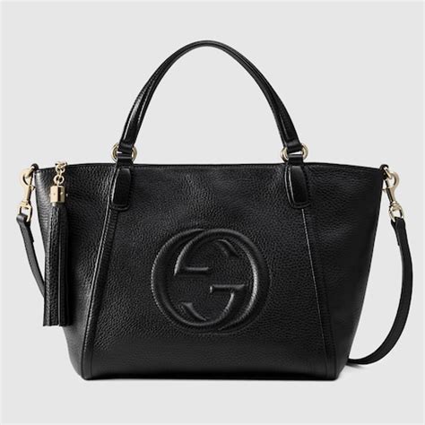 gucci 369176|Soho small top handle bag in black leather .